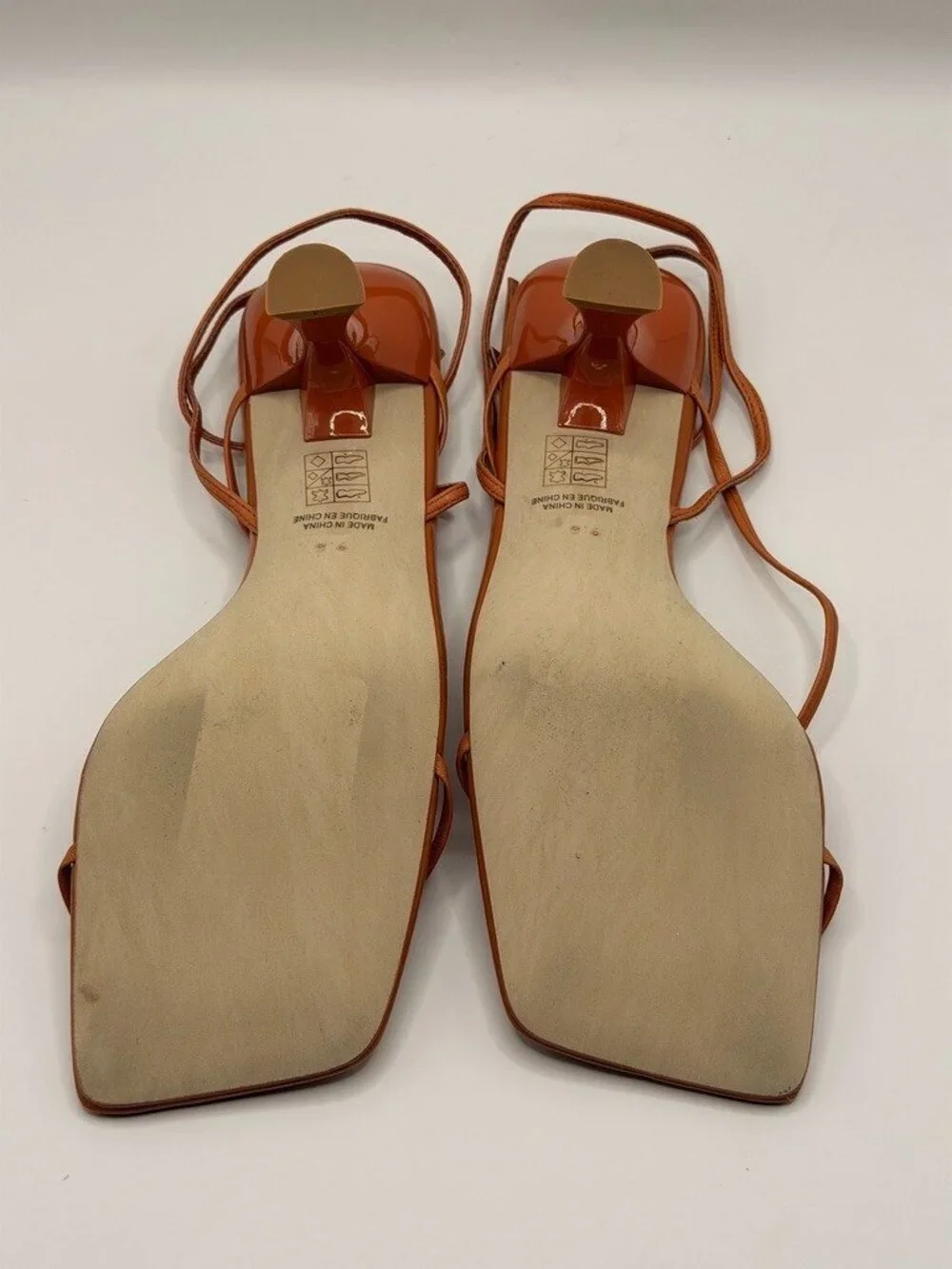 Jeffrey Campbell Women Fluxx Leather Burnt Orange Heel Sandal Sz 9.5